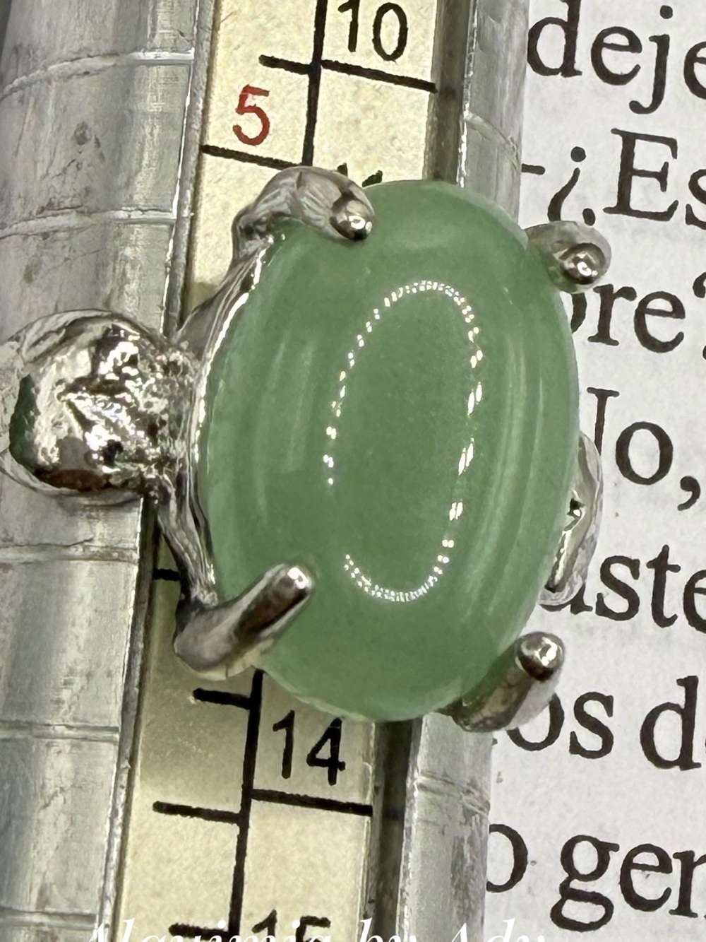 Silver Ring with Light Green Jade Oval
